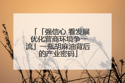 「强信心 看发展 优化营商环境争一流」一瓶胡麻油背后的产业密码