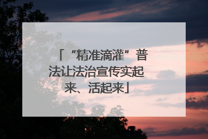 “精准滴灌”普法让法治宣传实起来、活起来