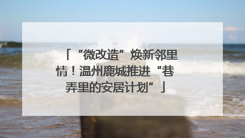 “微改造”焕新邻里情！温州鹿城推进“巷弄里的安居计划”