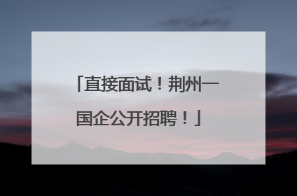 直接面试！荆州一国企公开招聘！