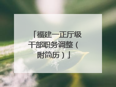 福建一正厅级干部职务调整（附简历）