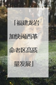 福建龙岩加快闽西革命老区高质量发展