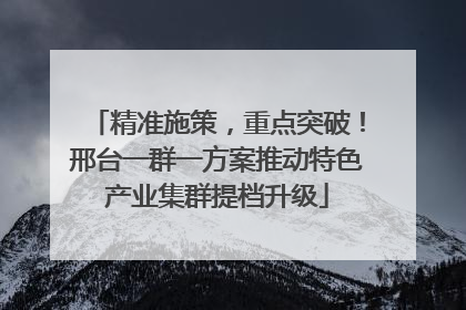 精准施策，重点突破！邢台一群一方案推动特色产业集群提档升级