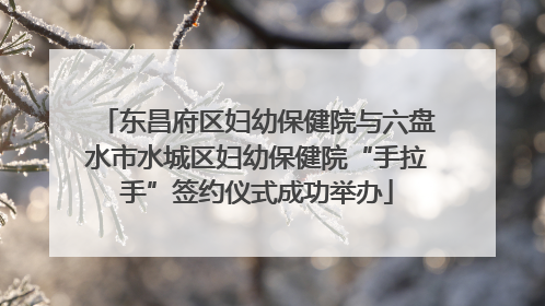 东昌府区妇幼保健院与六盘水市水城区妇幼保健院“手拉手”签约仪式成功举办