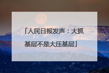 人民日报发声：大抓基层不是大压基层