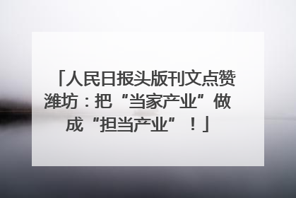 人民日报头版刊文点赞潍坊：把“当家产业”做成“担当产业”！