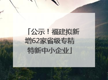 公示！福建拟新增62家省级专精特新中小企业