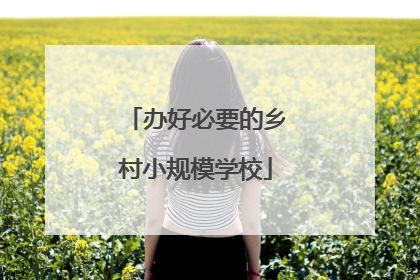 办好必要的乡村小规模学校