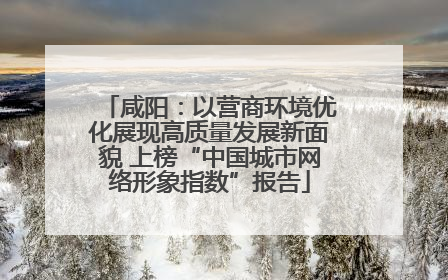 咸阳：以营商环境优化展现高质量发展新面貌 上榜“中国城市网络形象指数”报告