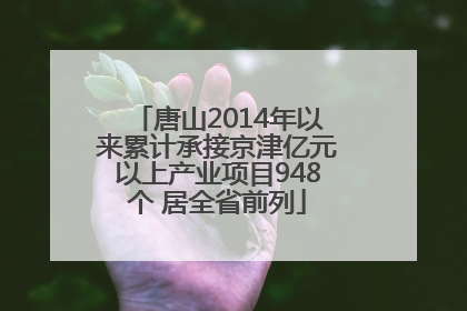 唐山2014年以来累计承接京津亿元以上产业项目948个 居全省前列