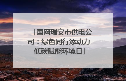 国网瑞安市供电公司：绿色同行添动力 低碳赋能环境日