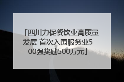 四川力促餐饮业高质量发展 首次入围服务业500强奖励500万元