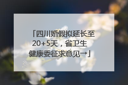 四川婚假拟延长至20+5天，省卫生健康委征求意见→