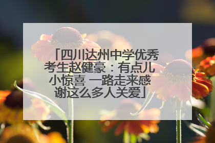 四川达州中学优秀考生赵健豪：有点儿小惊喜 一路走来感谢这么多人关爱