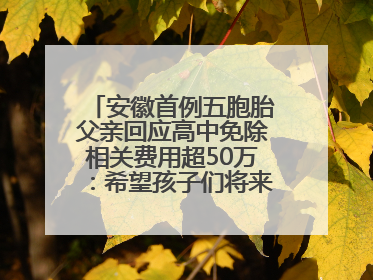 安徽首例五胞胎父亲回应高中免除相关费用超50万：希望孩子们将来不辜负社会各界的帮助与支持