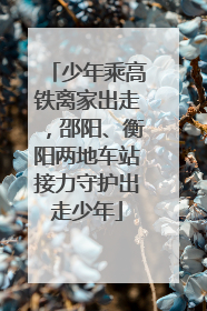 少年乘高铁离家出走，邵阳、衡阳两地车站接力守护出走少年