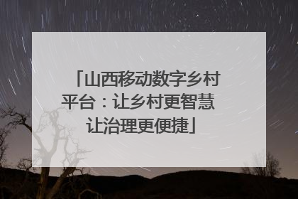 山西移动数字乡村平台：让乡村更智慧 让治理更便捷