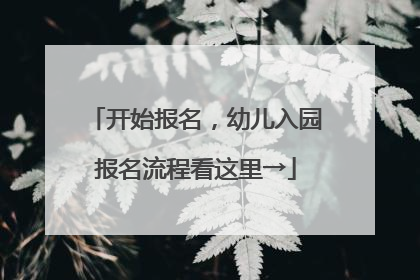 开始报名，幼儿入园报名流程看这里→
