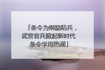 条令为纲励精兵，武警官兵掀起新时代条令学用热潮