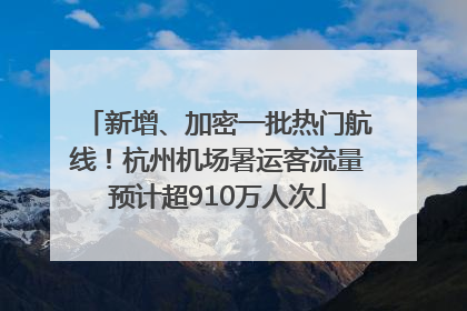 新增、加密一批热门航线！杭州机场暑运客流量预计超910万人次