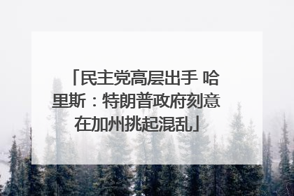 民主党高层出手 哈里斯：特朗普政府刻意在加州挑起混乱
