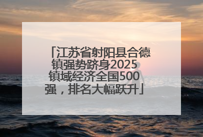 江苏省射阳县合德镇强势跻身2025镇域经济全国500强，排名大幅跃升