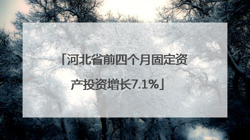 河北省前四个月固定资产投资增长7.1%