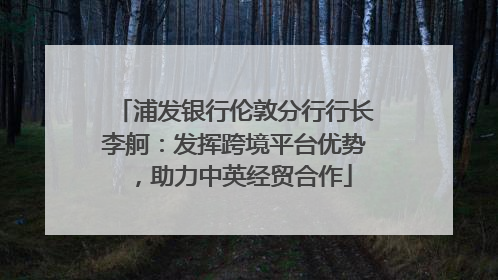 浦发银行伦敦分行行长李舸：发挥跨境平台优势，助力中英经贸合作