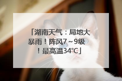 湖南天气：局地大暴雨！阵风7～9级！最高温34℃