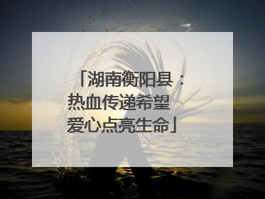 湖南衡阳县：热血传递希望 爱心点亮生命
