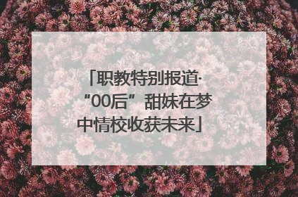 职教特别报道· “00后”甜妹在梦中情校收获未来
