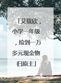 艾载欣，小学一年级，捡到一万多元现金物归原主