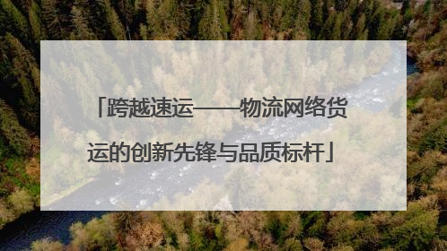 跨越速运——物流网络货运的创新先锋与品质标杆