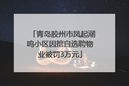 青岛胶州市凤起潮鸣小区因擅自选聘物业被罚3万元