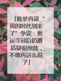 陈梦再谈“我的时代到来了”争议：奥运夺冠后仍遭质疑很煎熬，不敢再这么说了
