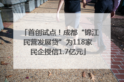 首创试点！成都“锦江民营发展贷”为118家民企授信1.7亿元