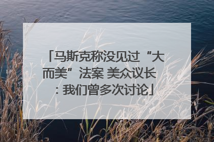 马斯克称没见过“大而美”法案 美众议长：我们曾多次讨论