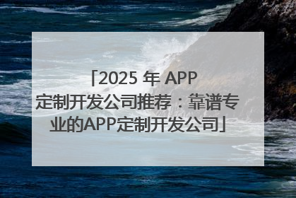 2025 年 APP 定制开发公司推荐：靠谱专业的APP定制开发公司