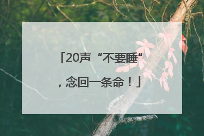 20声“不要睡”，念回一条命！