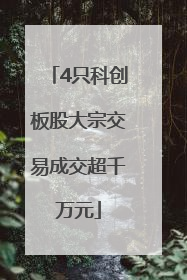4只科创板股大宗交易成交超千万元